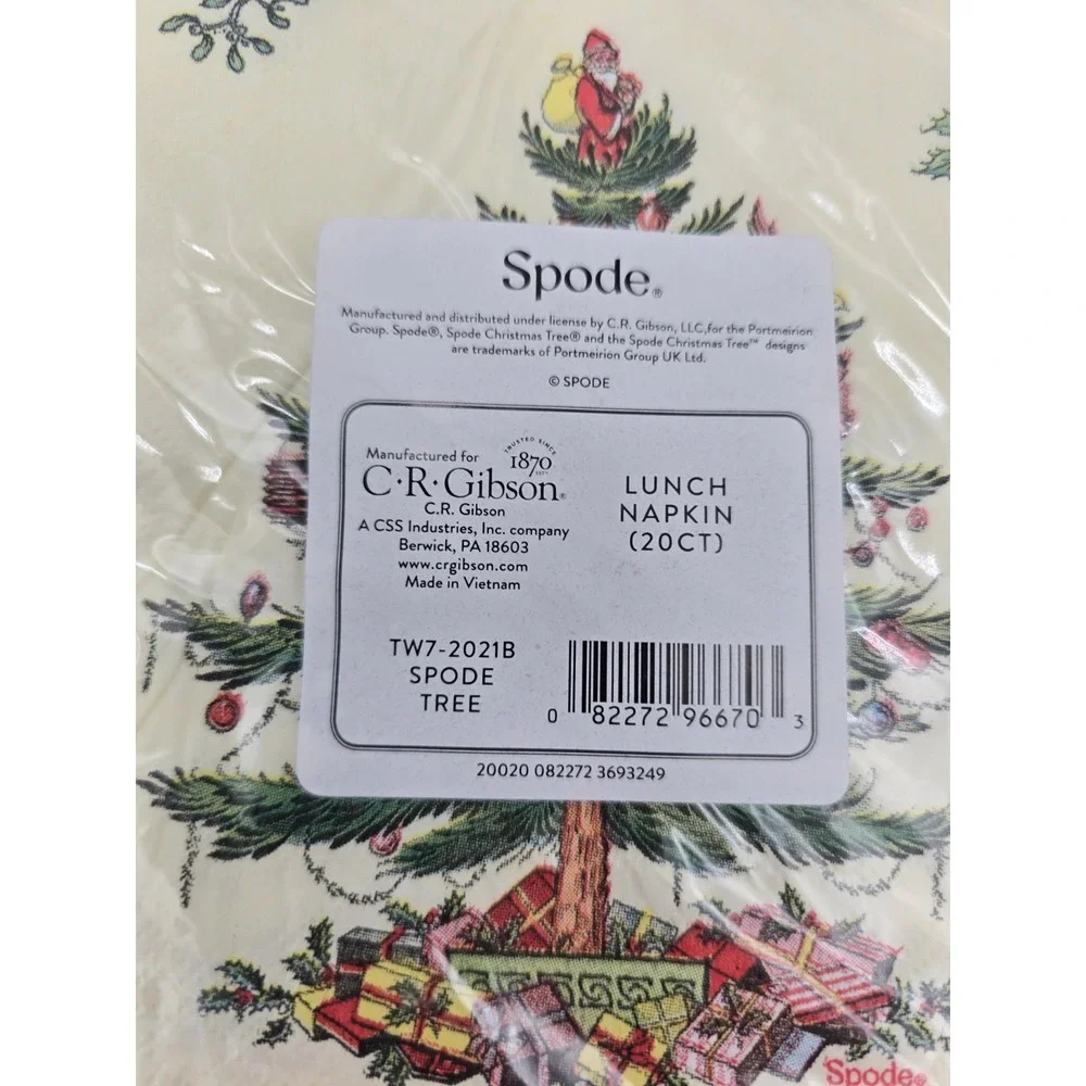 Qty 3 Spode Christmas Tree Dinner & Cocktail Beverage Paper  Napkins Tissue
